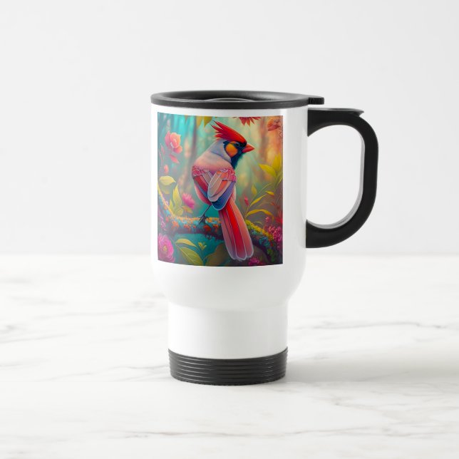 Fantasy Birds Male Cardinal Travel Mug (Right)
