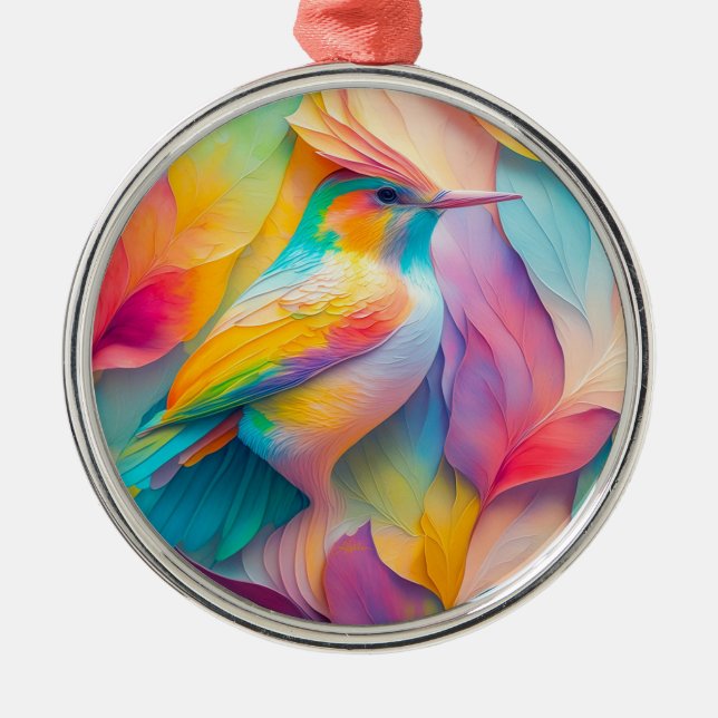 Fantasy Birds Silk Bird Metal Tree Decoration (Front)
