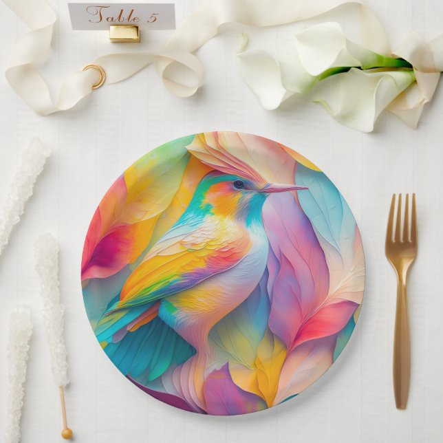 Fantasy Birds Silk Bird Paper Plate (Wedding)