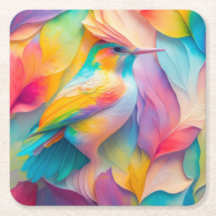Fantasy Birds Silk Bird Square Paper Coaster