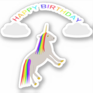 Fantasy Birthday Unicorn Rainbow and Clouds