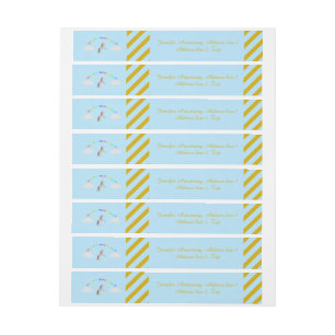 Fantasy Birthday Unicorn Rainbow and Clouds Custom Wraparound Address Label