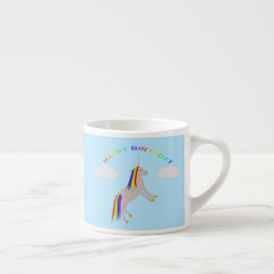Fantasy Birthday Unicorn Rainbow and Clouds Espresso Cup