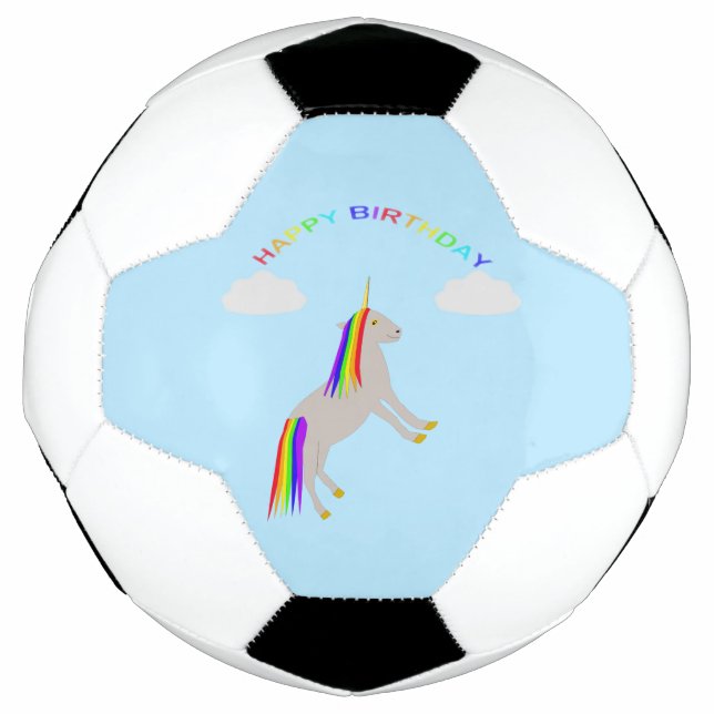 Fantasy Birthday Unicorn Rainbow and Clouds Football (Front)