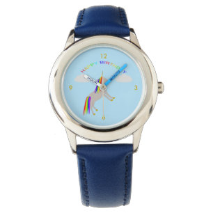 Fantasy Birthday Unicorn Rainbow and Clouds Watch