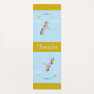 Fantasy Birthday Unicorn Rainbow and Clouds Yoga Mat
