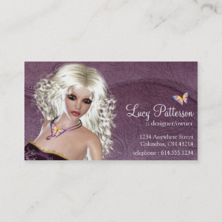 Fantasy Blonde Woman Butterfly Business Card