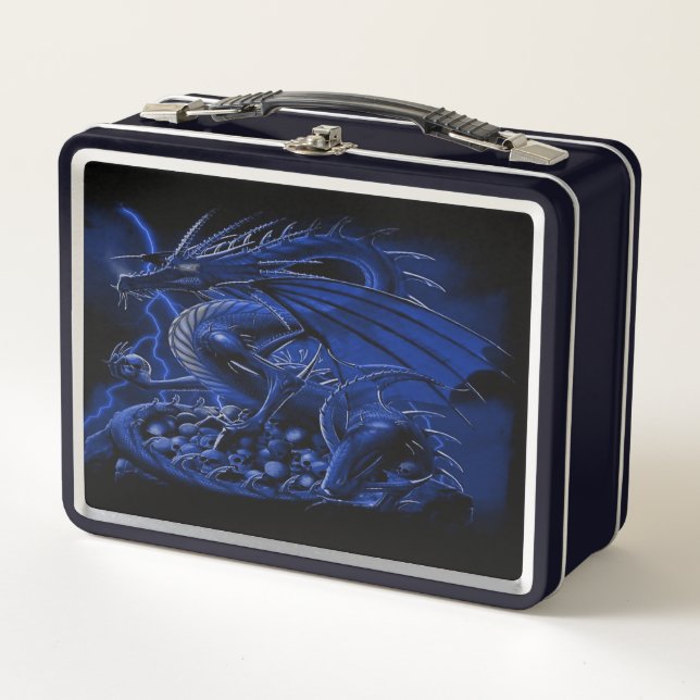 Fantasy Blue Dragon  Metal Lunch Box (Front)