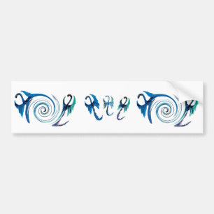 Fantasy Blue Dragons Mythical Animal Bumper Sticker