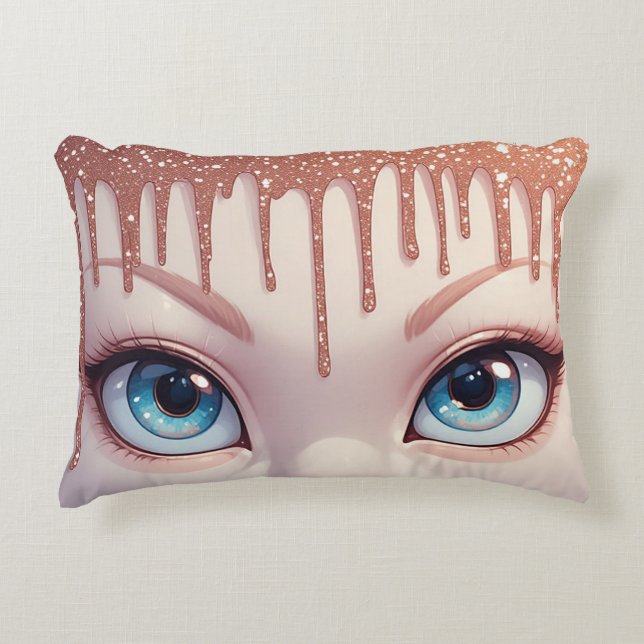 Fantasy Blue Eyes With Dripping Decorative Cushion (Front)