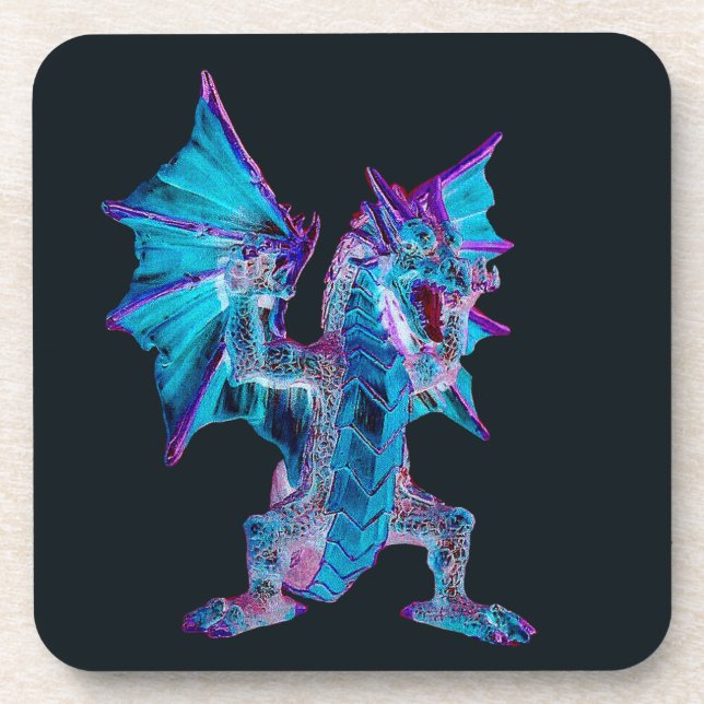 Fantasy Blue Fire Dragon 6 Coaster Set (Front)
