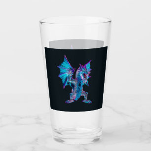 Fantasy Blue Fire Dragon Epic Mythical Dragon Art Glass