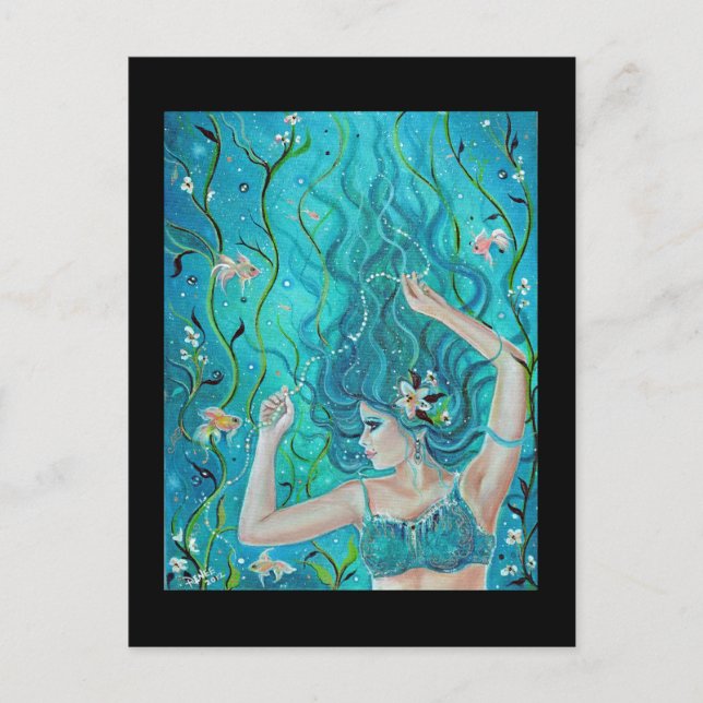 Fantasy Blue Mermaid postcard By Renee (Front)