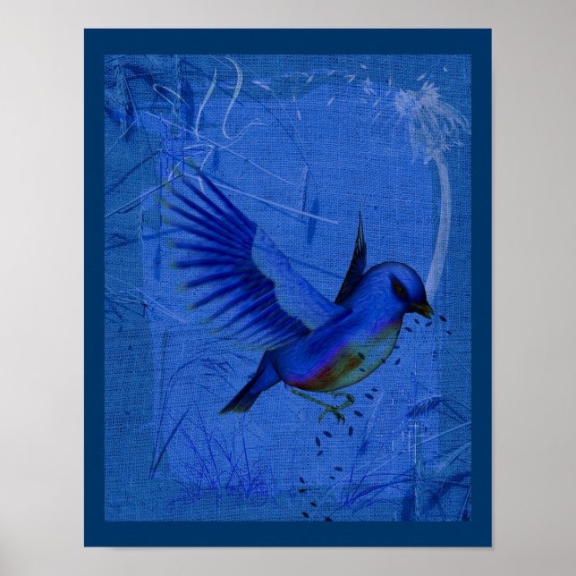 Fantasy Bluebird Nature Art  Poster (Front)