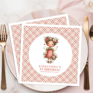 Fantasy Blush Fairy Pink Flowers 2nd Birthday  Napkin