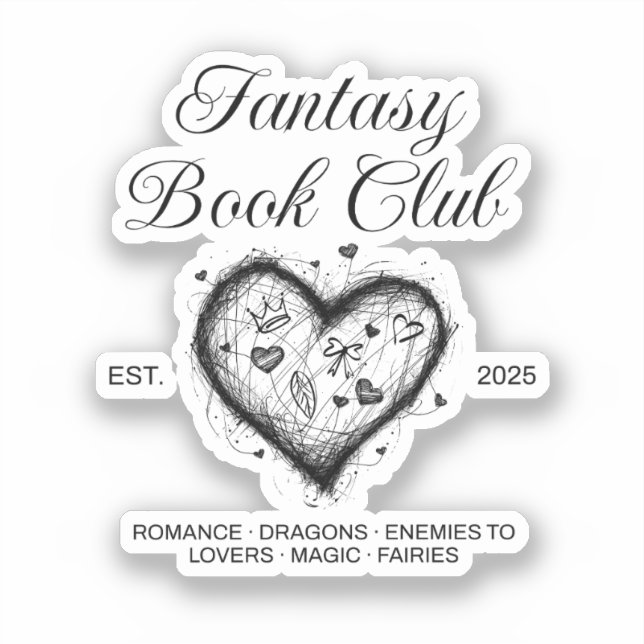 Fantasy Book Club Typography & Heart doodle sketch (Front)