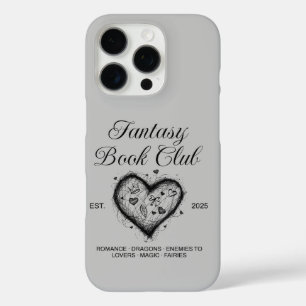 Fantasy Book Club Typography & Heart doodle sketch iPhone 16 Pro Case