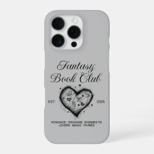 Fantasy Book Club Typography & Heart doodle sketch iPhone 16 Pro Case