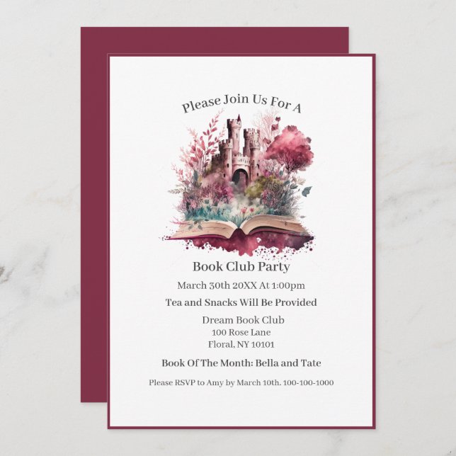Fantasy Book Lover, Book Club Invitation (Front/Back)