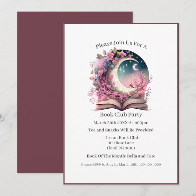 Fantasy Book Lover, Book Club Invitation (Front/Back)
