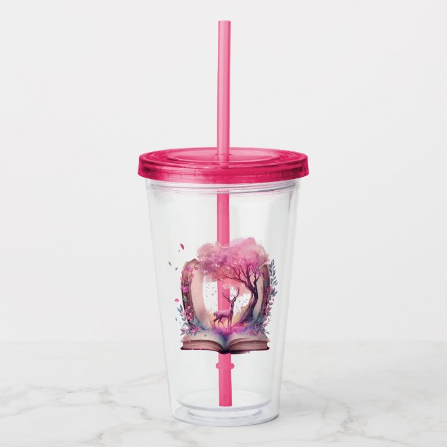 Fantasy Book Lover Design Acrylic Tumbler (Front)