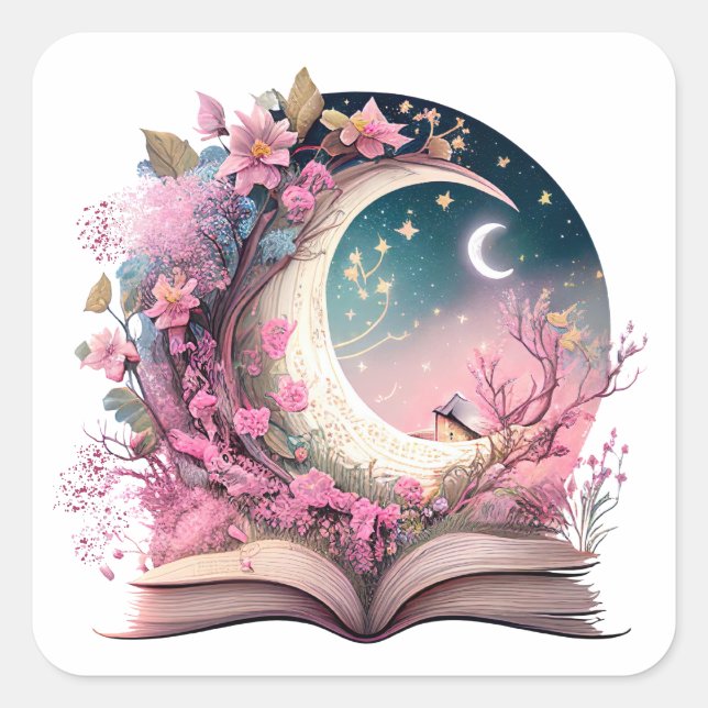 Fantasy Book Lover Design Square Sticker (Front)