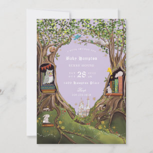 Fantasy Books for Baby Shower Lavender Invitation