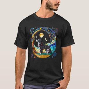 Fantasy Border Collie Dog Cute Moon Phases Paper Q T-Shirt