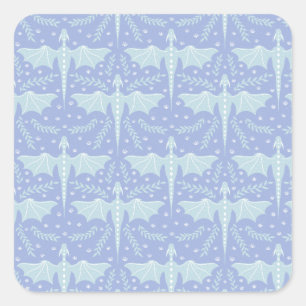 Fantasy Botanical Dragon Square Sticker