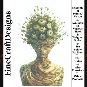 Fantasy Botanical Humanoid Figure W6 Decoupage Tissue Paper