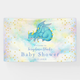 Fantasy Boys Blue Dragon Baby Shower Banner