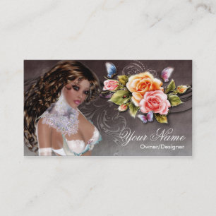 Fantasy Brunette Rose Woman Business Card