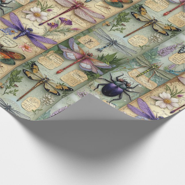 Fantasy Bugs Wrapping Paper Whimsical Insect Gifts (Corner)