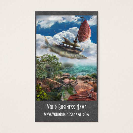 Fantasy Business Card with flying unique ship