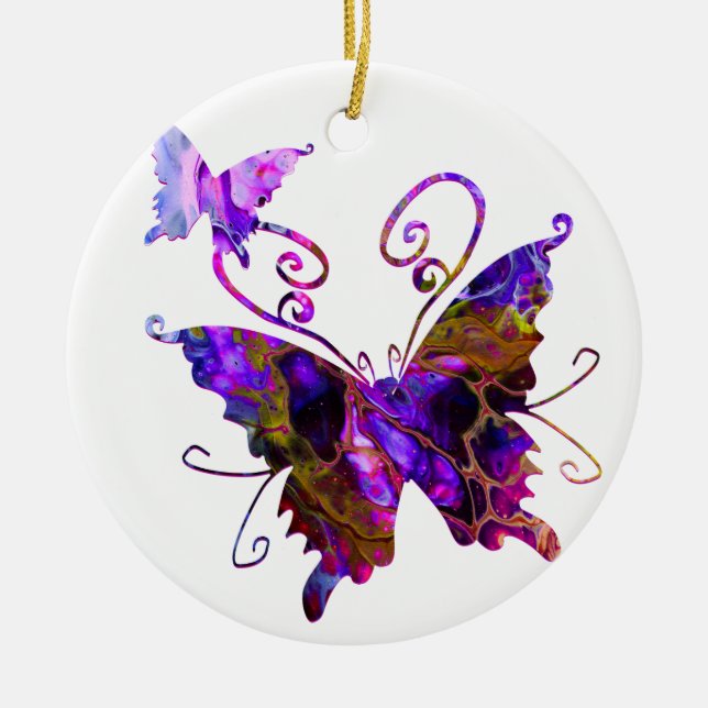 Fantasy Butterflies Ceramic Tree Decoration (Front)