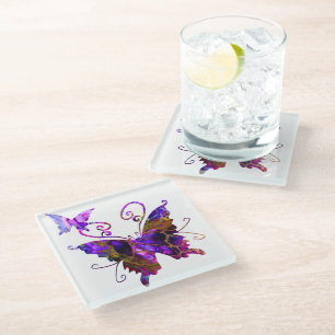 Fantasy Butterflies Glass Coaster