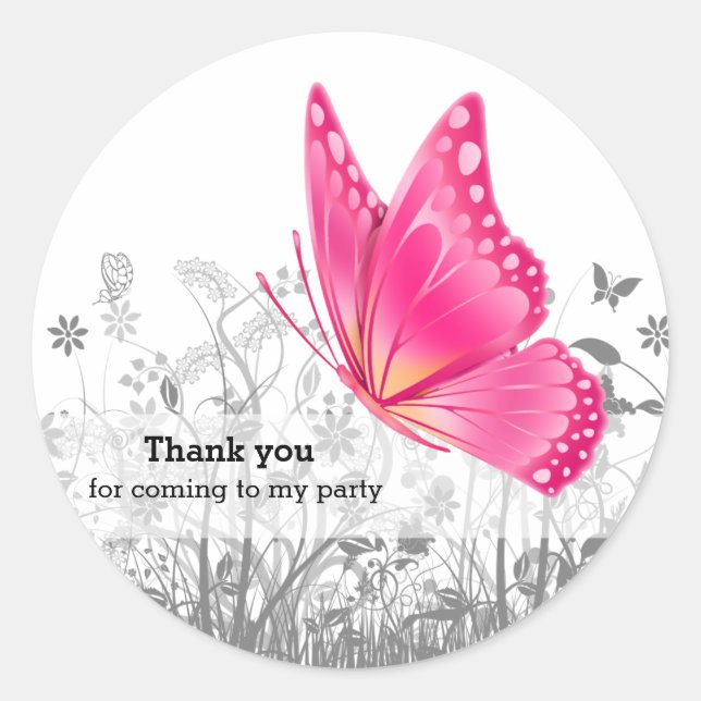 Fantasy Butterfly * choose background colour Classic Round Sticker (Front)