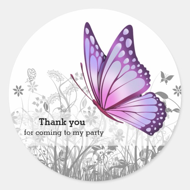 Fantasy Butterfly * choose background colour Classic Round Sticker (Front)