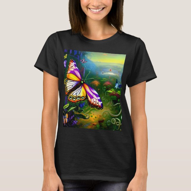 Fantasy Butterfly Journey  Digital Art T-Shirt (Front)