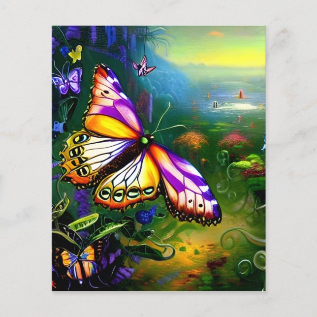Fantasy Butterfly Journey Scrapbook Paper (Front)
