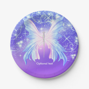 Fantasy Butterfly Pink & Purple Sparkle Paper Plate