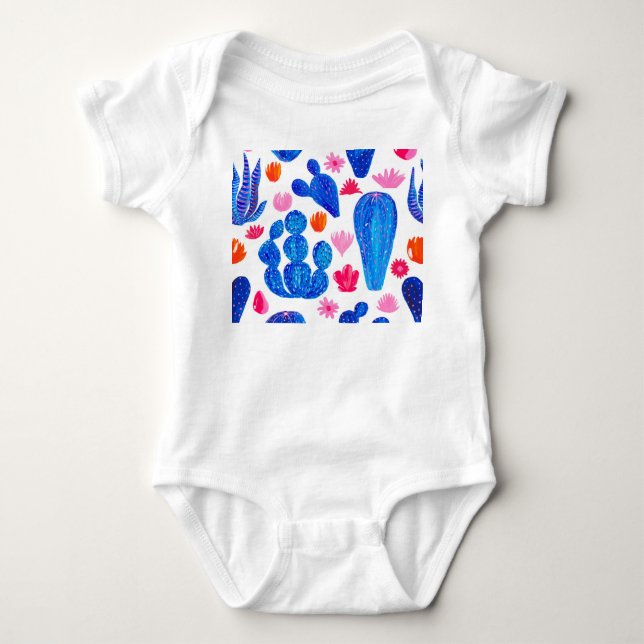 Fantasy Cacti: Decorative Seamless Pattern. Baby Bodysuit (Front)