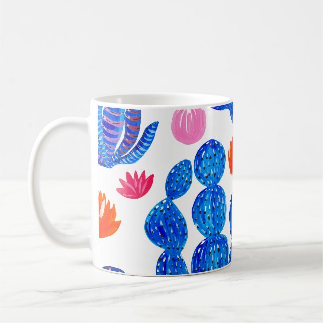 Fantasy Cacti: Decorative Seamless Pattern. Coffee Mug (Left)