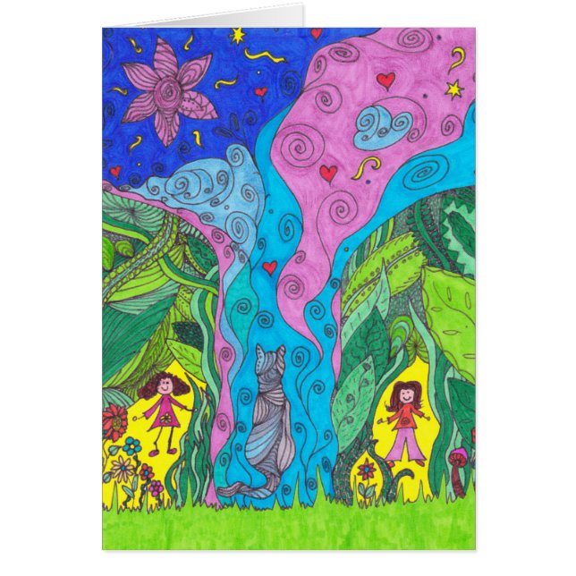 Fantasy card - cat and people (Front)