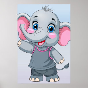 Fantasy Cartoon Baby Elephant Poster