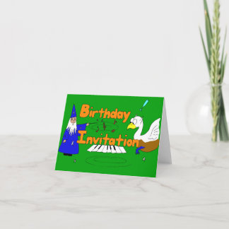 Fantasy Cartoon Birthday Invitation with wizard