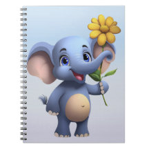 Fantasy Cartoon Elephant Notebook 6.5 x 8.75 Inch