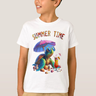 Fantasy cartoon of a turtle relaxing on the beach T-Shirt