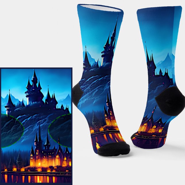 Fantasy Castle Blue Socks (Creator Uploaded)