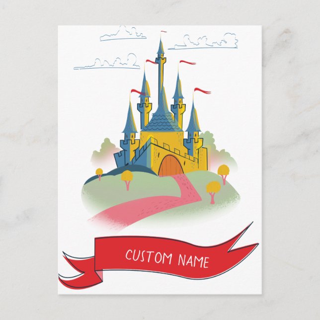 Fantasy Castle Custom Text Postcard (Front)